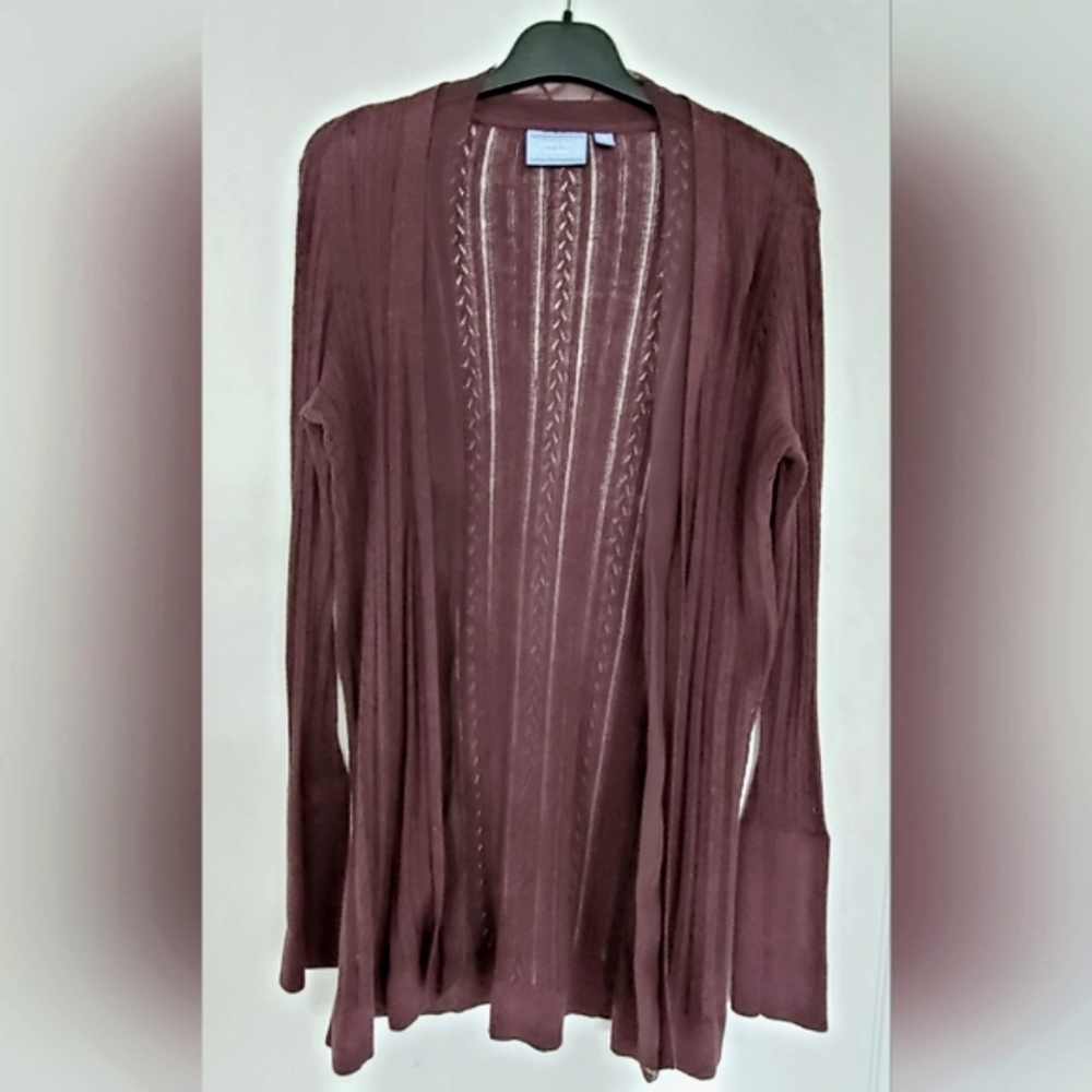 Simply Vera Vera Wang Chiffon Trim Cardigan